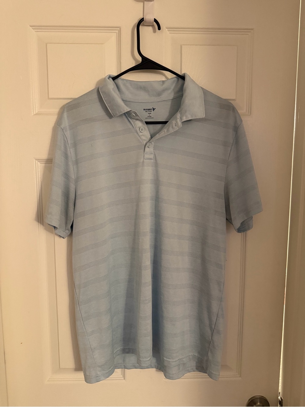 Old Navy Light Blue Men's Polo with Subtle Stripe